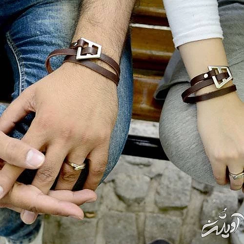 دستبند چرم طلا زنانه و مردانه ست دستبند چرم طلا